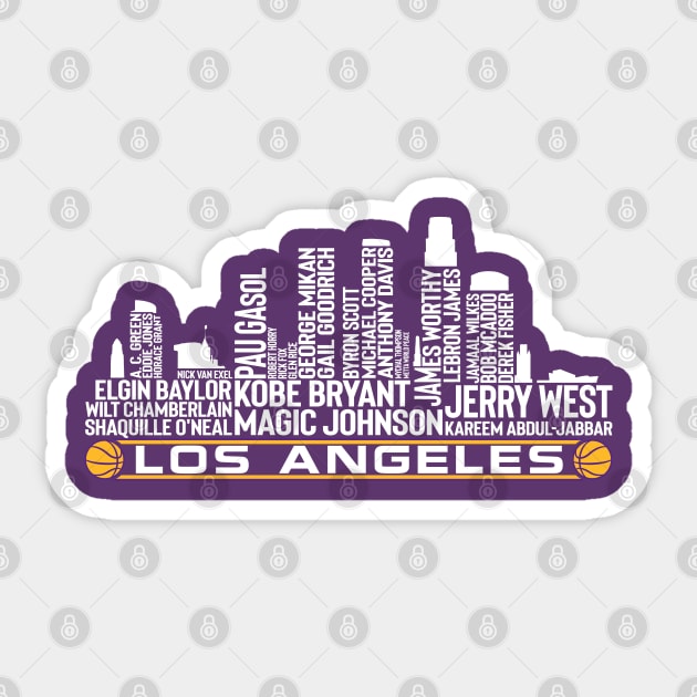 Los Angeles Basketball Team All Time Legends, Los Angeles City Skyline Sticker by Legend Skyline
